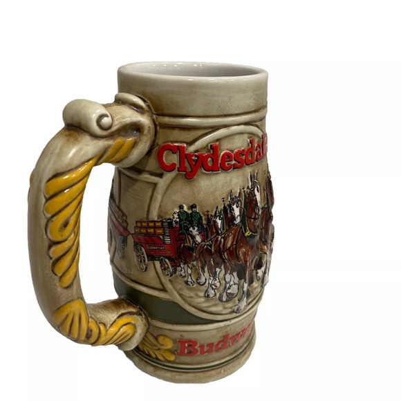 1980s Holiday Budweiser Clydesdale Beer Stein Vintage Anheuser-Busch Mug - Picture 2 of 7